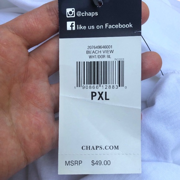 Chaps White Embroidered Short Sleeve Top Size XLP - Picture 10 of 14